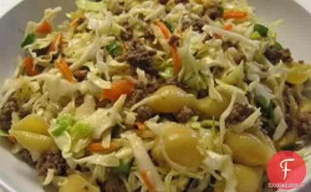 Salada De Macarrão De Carne Asiática