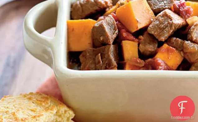 Carne de porco cozida e abóbora