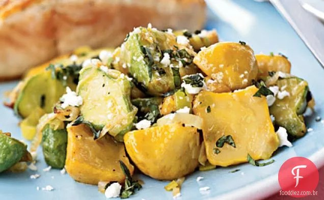 Abóbora salteada com manjericão e queijo Feta