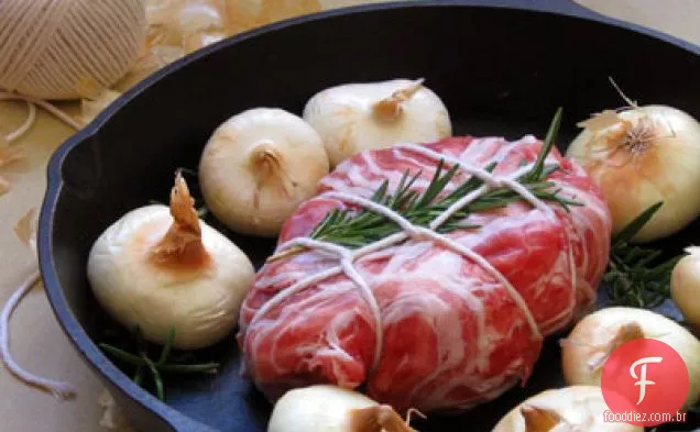 Pancetta Embrulhado Porco Assado Lombo Chop