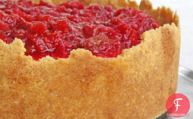 Cheesecake de Mascarpone de ricota com compota de ruibarbo com aroma de laranja