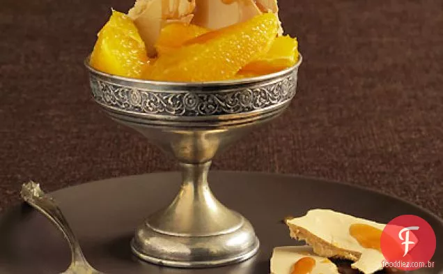 Laranjas maceradas balsâmicas brancas com balsâmico-merengue e caramelo