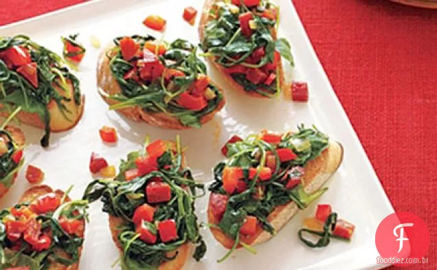 Bruschetta com pimentas e Pepperoni