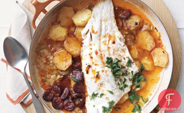 Bacalhau assado e chouriço