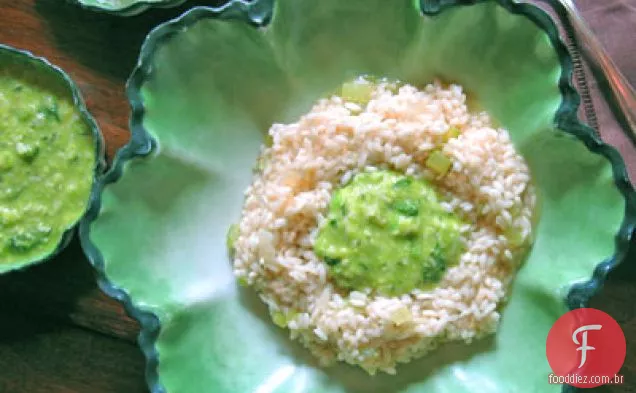 Risoto branco com purê de Fava