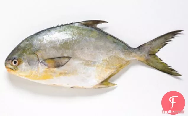 Pompano assado com Salsa Avacado laranja sangue, manteiga de coentro e banana picante