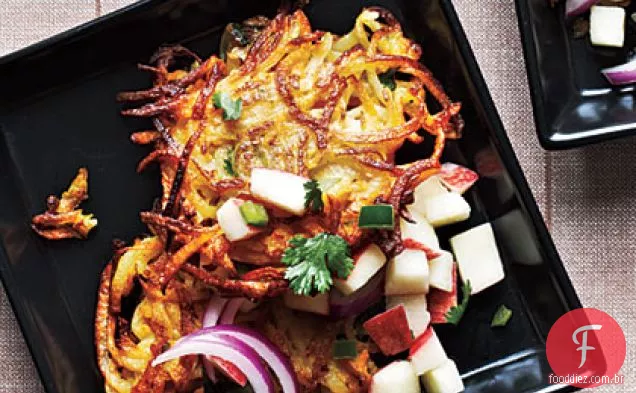 Abóbora e Latkes de batata com molho de maçã