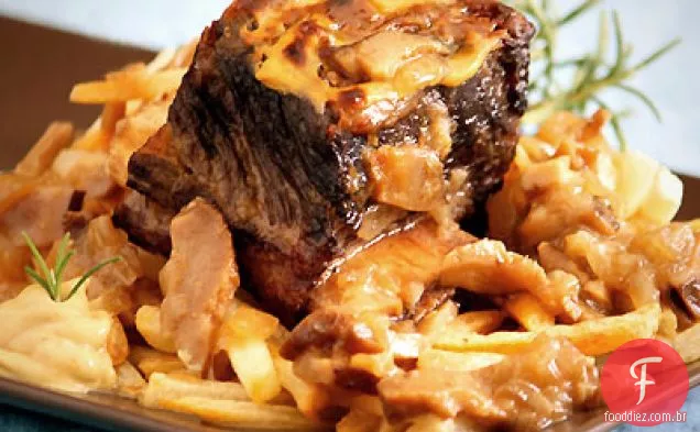 ALE-Braised mostarda-costelas curtas envidraçadas com batatas fritas