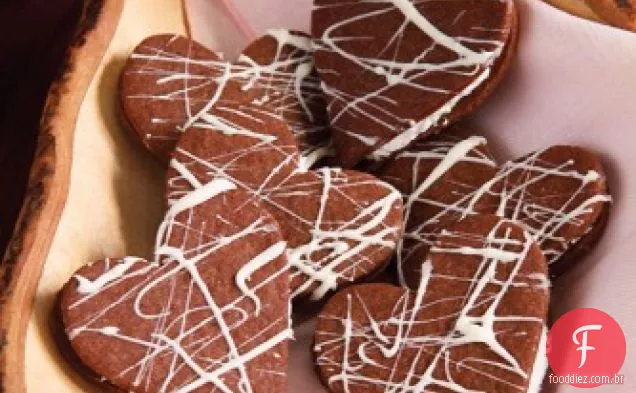 Biscoitos Sanduíche De Chocolate Em Forma De Coração