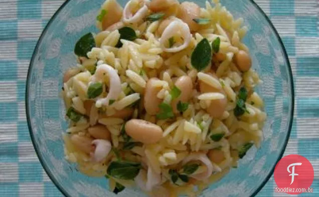 Orzo Mediterrâneo com feijão branco e Calamari
