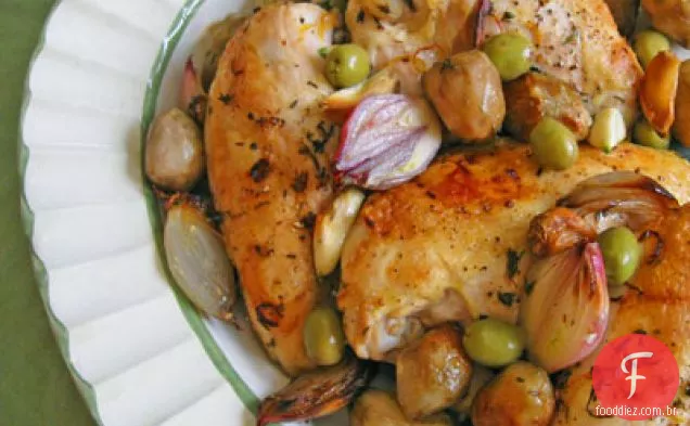Peito De Frango Assado E Alcachofras De Jerusalém