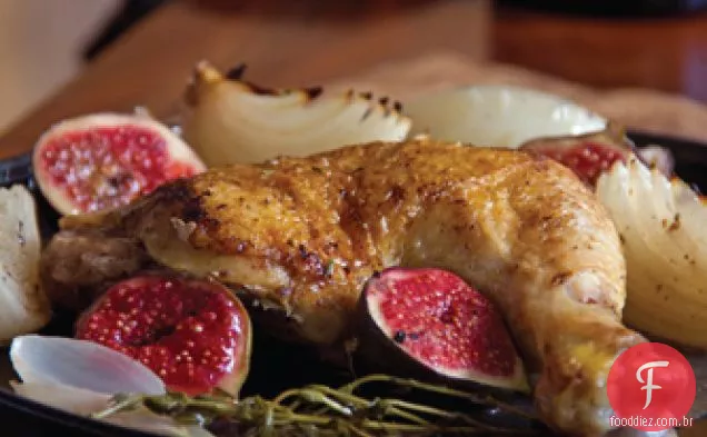 Figos salgados com frango assado e mel Gastrique