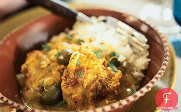 Tagine de frango com limão e azeitonas