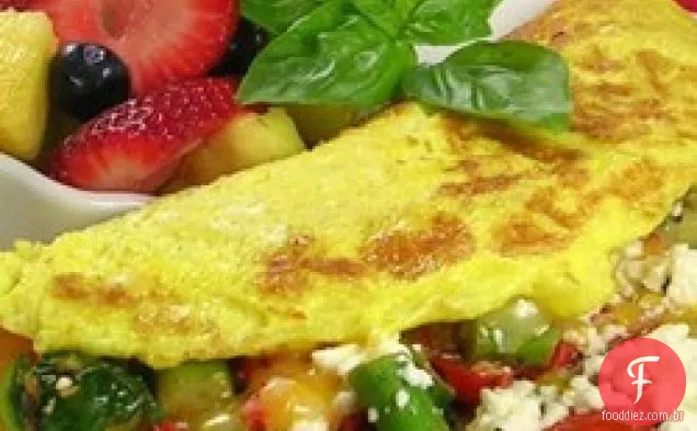 Omelete grego com espargos e queijo Feta