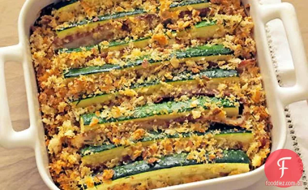 Abobrinha assada com Pancetta e Pão ralado