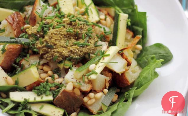 Batatas Assadas, Courgettes E Pesto De Manjericão