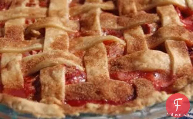 Torta De Ruibarbo De Morango De Verão