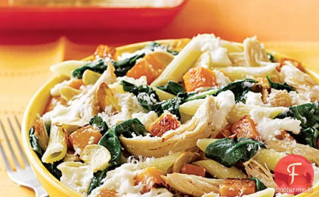 Penne com abóbora e frango