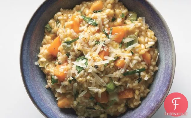 Risoto Com Abóbora, Alho-Poró E Manjericão