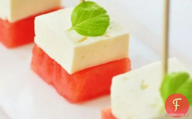 Espetos de melancia e Feta