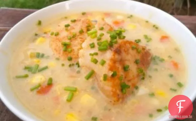 Sopa De Milho Doce Magra Com Vieiras Marinhas Picantes