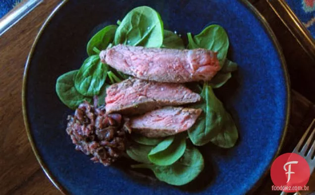 Pan Seared Rib-Eye com chalotas envidraçadas