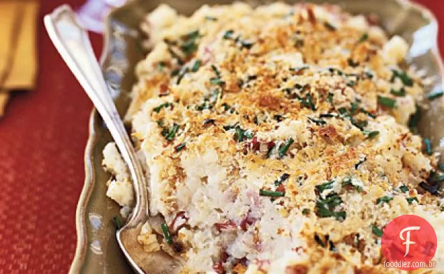Batata gratinada com parmesão e cebolinha