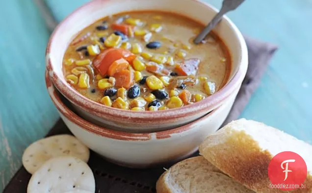 Receita de sopa de milho assado e Feijão Preto (adaptada de Tabasco.com)