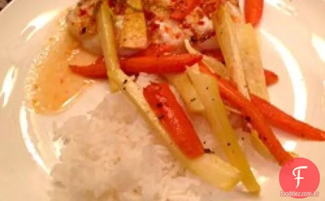 Robalo grelhado com molho de pimenta-limão