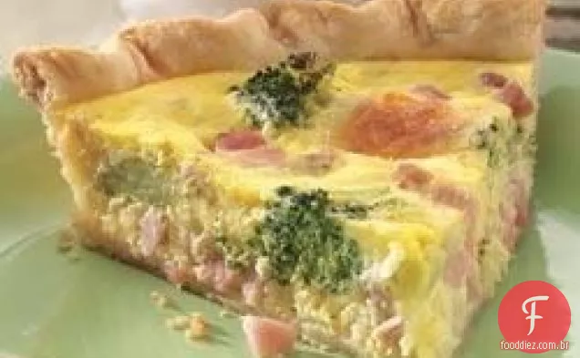 Quiche de presunto e brócolis