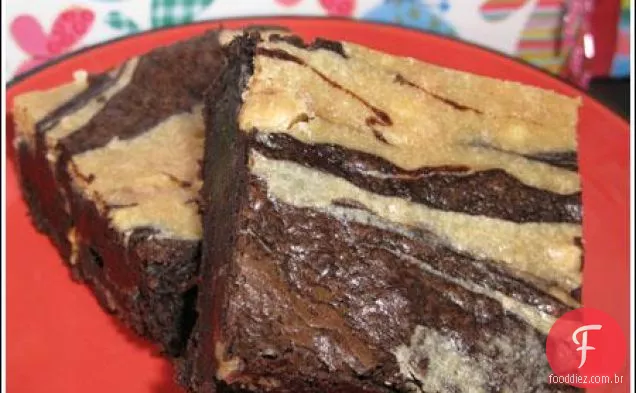 Chocolate Manteiga De Amendoim Cheesecake Marmoreado Brownies