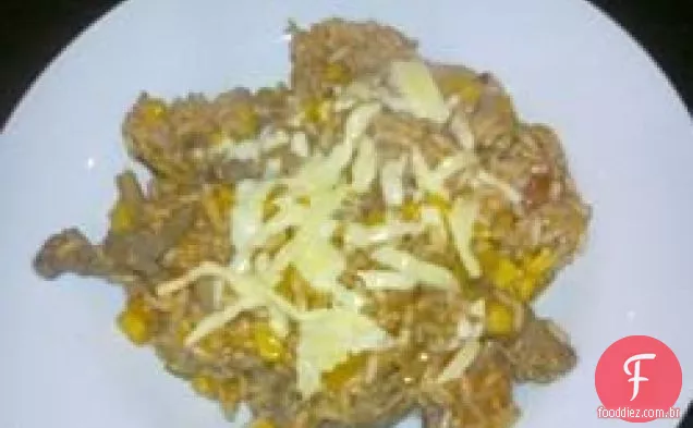 Prato de carne e arroz