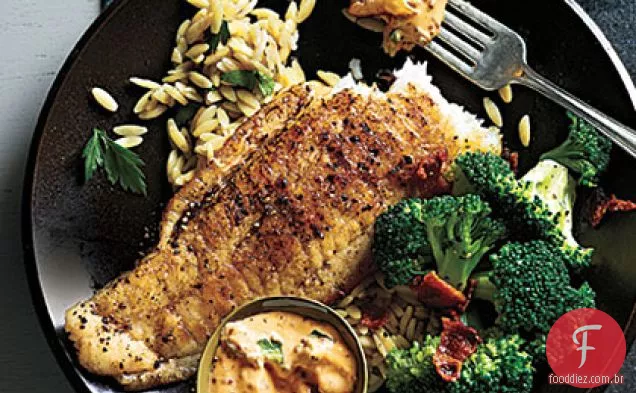 Linguado salteado e Rémoulade picante