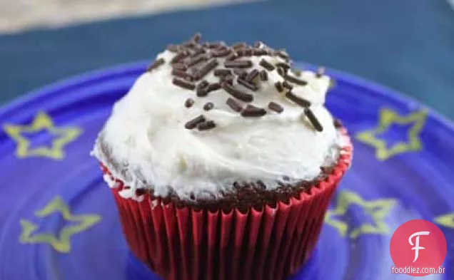 Cupcakes de Chocolate rápidos com açúcar Sem Pó Baunilha glacê