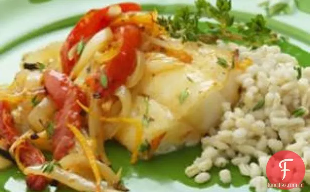 Bacalhau Assado, Tomate, Laranja E Cebola