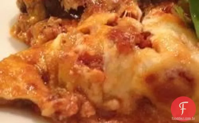 Lasanha de berinjela e queijo de cabra