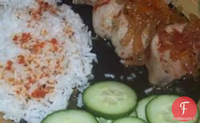 Lombo de porco com geléia de pimenta e Gorgonzola