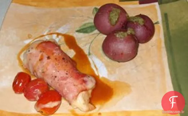 Frango italiano com batatas Pesto