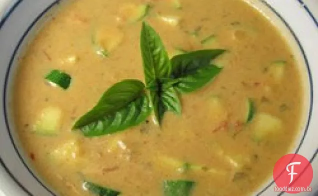 Sopa Assada Do Manjericão Do Tomate Do Jardim