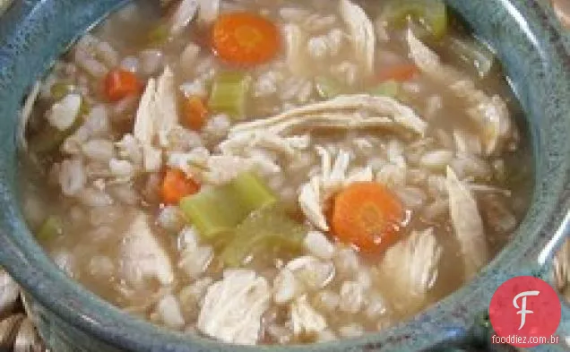 Frango com sopa de cevada