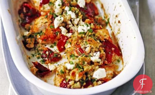 Arinca Assada Com Pimentas Assadas E Queijo Feta