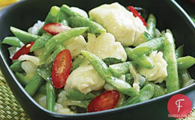 Curry Verde Com Bacalhau E Feijão Verde