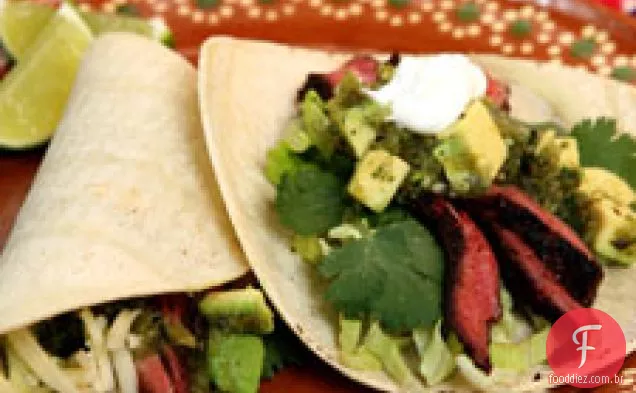 Chile-tacos de bife com saia esfregada