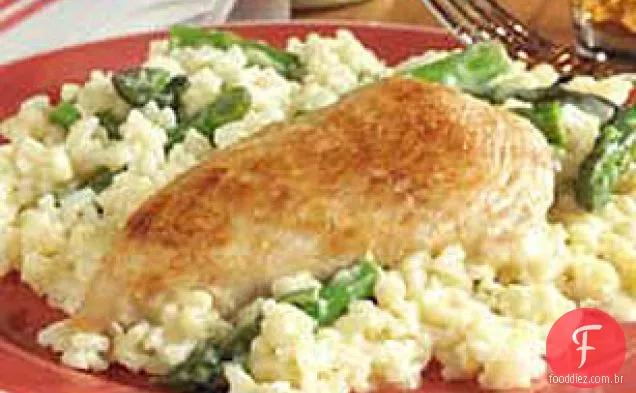 Risoto de frango e espargos
