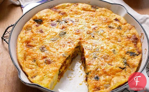 Omelete de batata, Poblano e chouriço