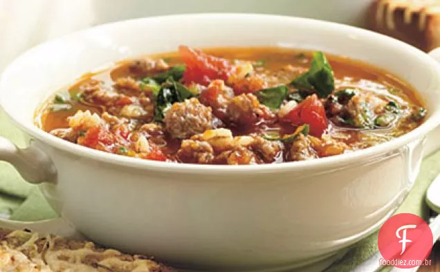 Sopa de salsicha e cevada