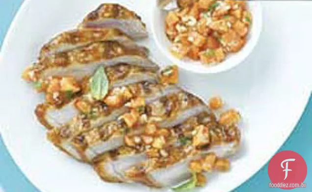 Costeletas de porco para churrasco com Salsa de mamão