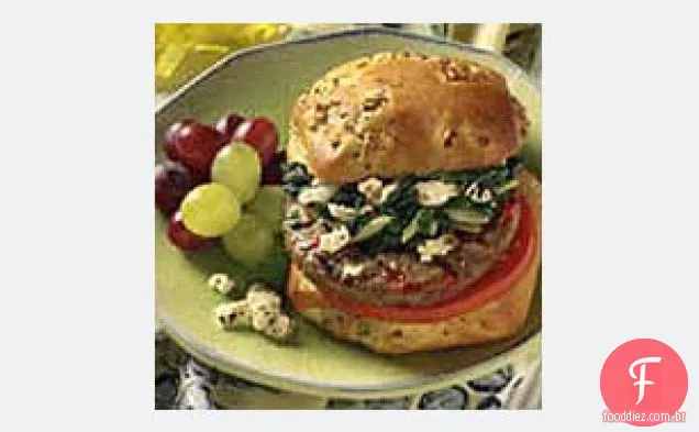 Hambúrgueres Com Cobertura De Espinafre-Feta