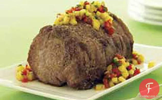 Lombo de porco grelhado com salsa de abacaxi