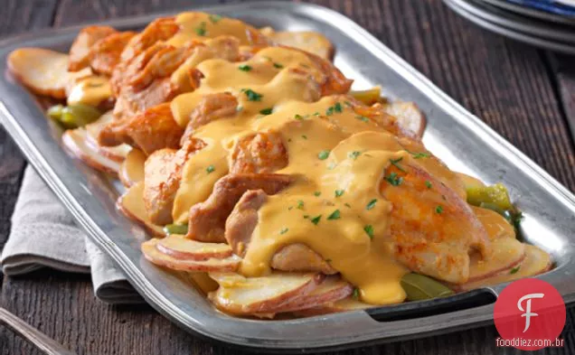 Frango E Batatas Com Queijo De Fogão Lento